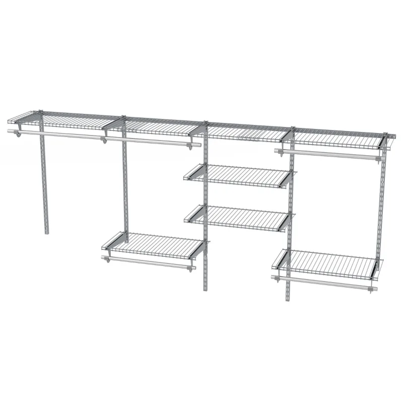 Costway Organizador de Armario y Sistema de Almacenaje con Varilla Estantería de Metal Expandible DIY para Dormitorio Gris