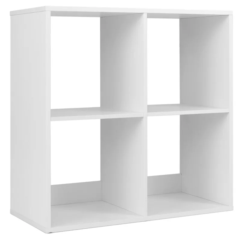 Costway Estantería con 4 Cubos con Espalda Abierta para Almacenamiento con Kit Antivuelco para Estudio Dormitorio Salón 69,5 x 33 x 69,5 cm Blanco