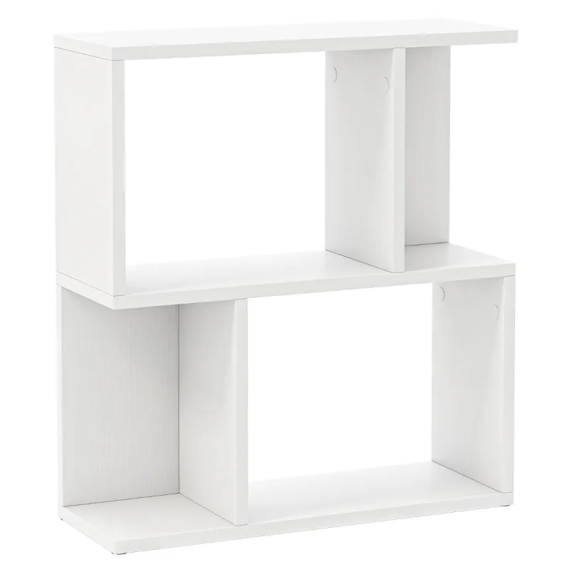 Costway Estantería de 3 Niveles Estante de Exhibición para Espacios Pequeños Mesa Lateral Independiente Mesita de Noche para Oficina Salón Blanco