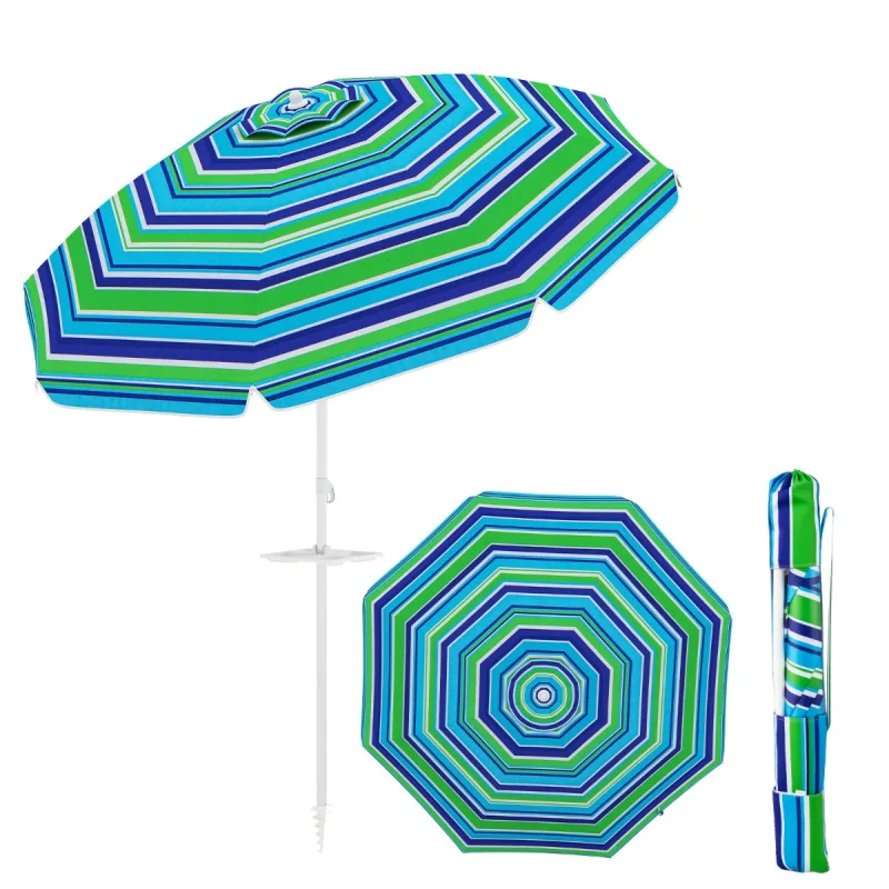 Costway Sombrilla de Playa Parasol Inclinado Portátil con Protección Solar UPF50+ para Exterior Patio Piscina 2 x 2,2 m
