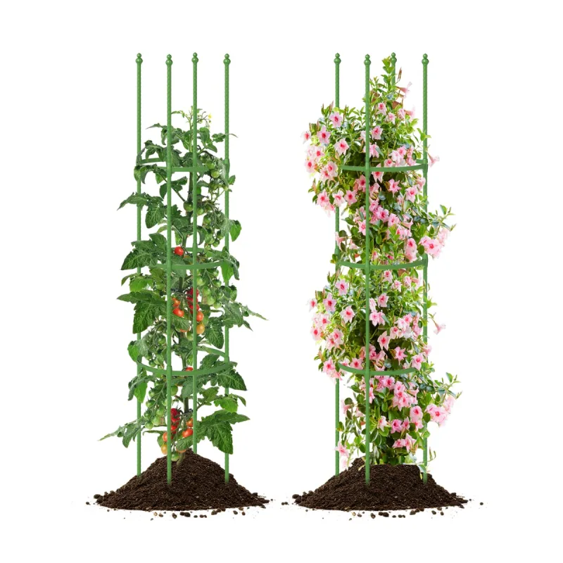 Costway Juego de 2 Jaulas para Tomates 145 cm de Altura Trellis para en Macetas Soporte para Plantas Trepadoras de Interior y Exterior