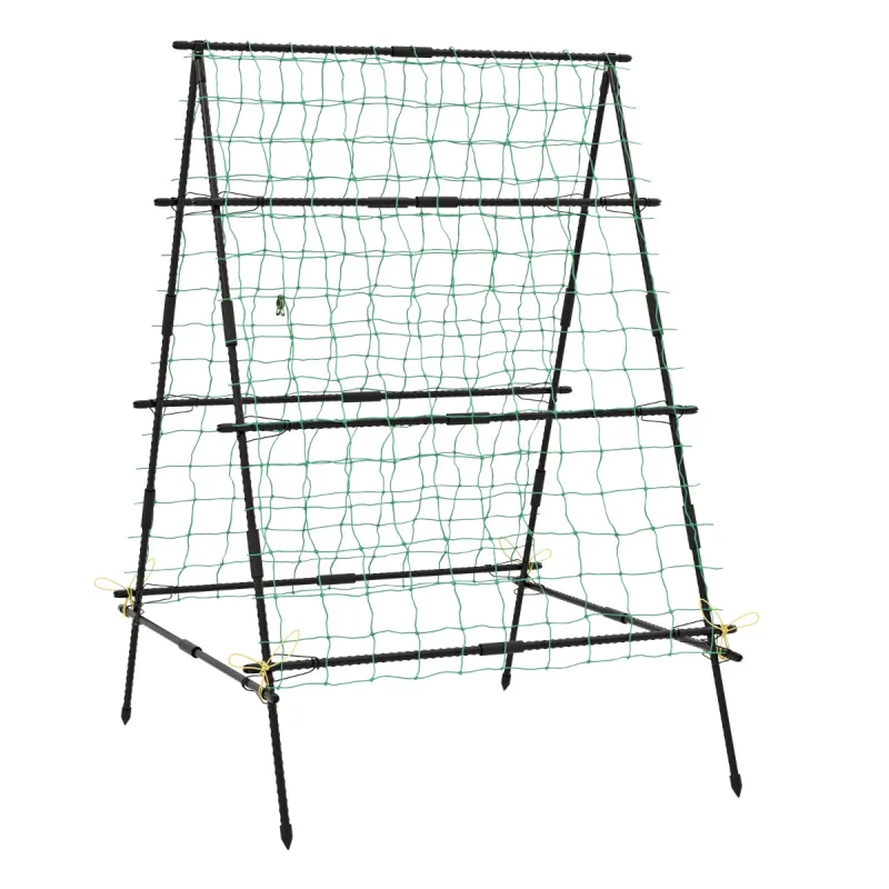Costway Soporte para Plantas de Jardín para Enredaderas Verduras Trellis Alto para Cama Elevada con Red para Escalada Postes Metálicos Recubiertos