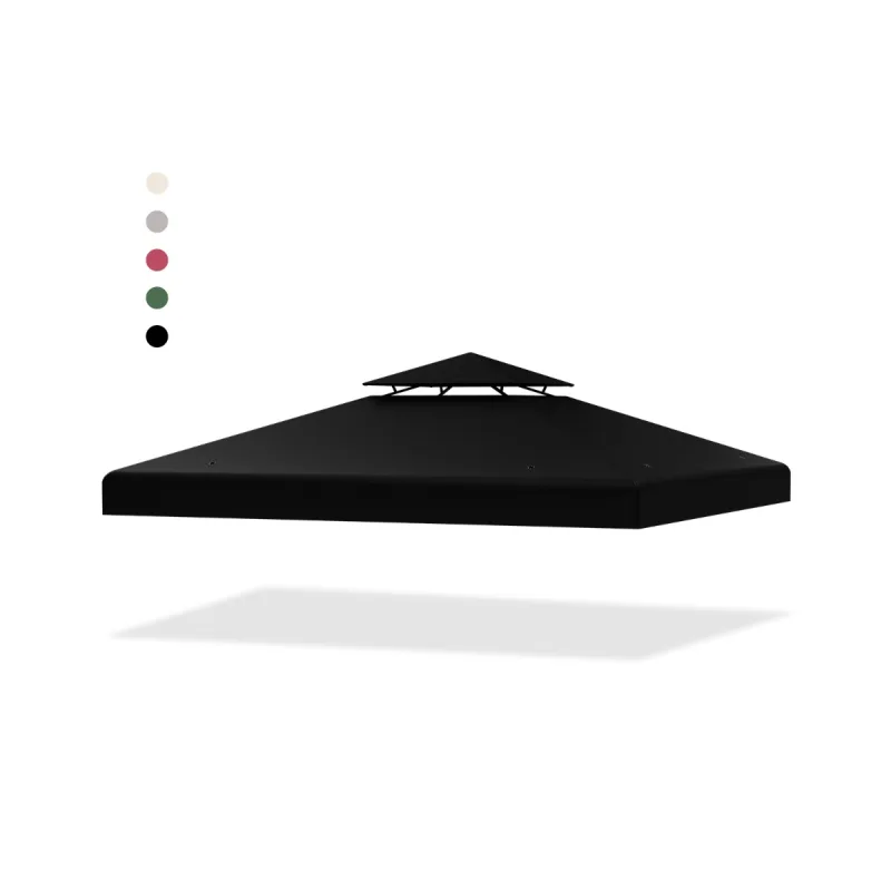 Costway Toldo de Recambio para Cenador de 2 Pisos de 300 x 300 cm Toldo con Hebillas de Aluminio Ganchos y Cierres Negro