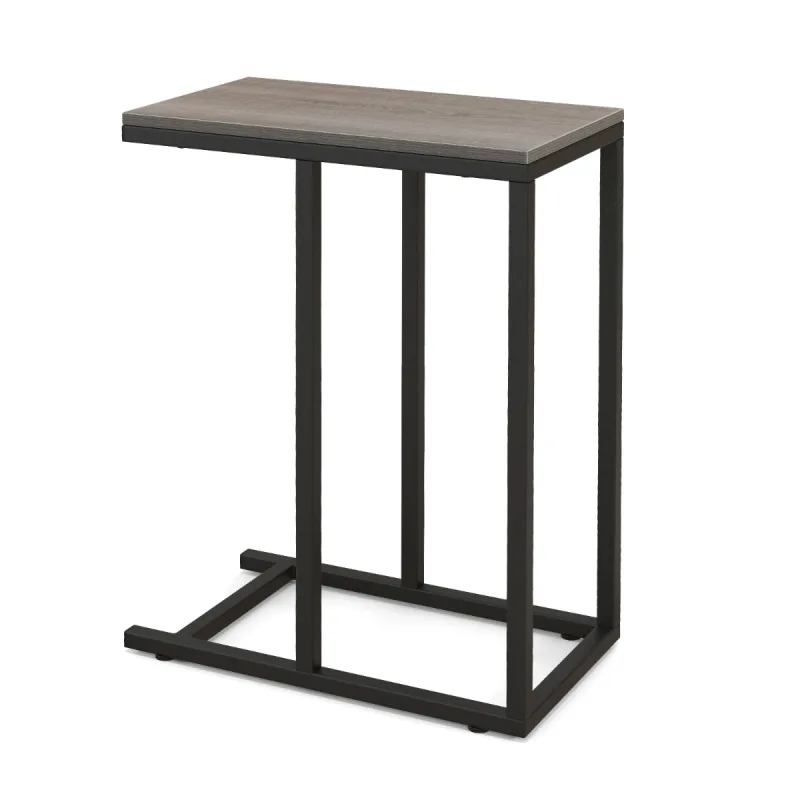 Costway Mesa Auxiliar en Forma de C para Sofá y Cama Altura de 64 cm Mesa Lateral con Estructura de Metal para Salón Espacios Reducidos