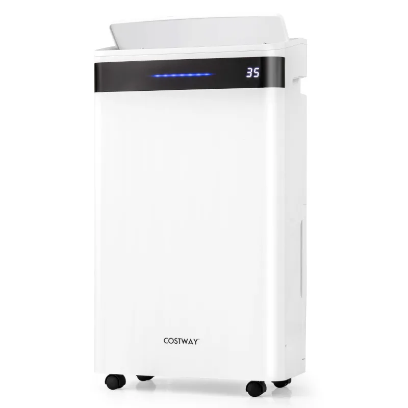 Costway Deshumidificador Silencioso de 28,5 L con Ruedas 4 Modos Temporizador Drenaje Automático o Manual Hasta 35㎡ Blanco