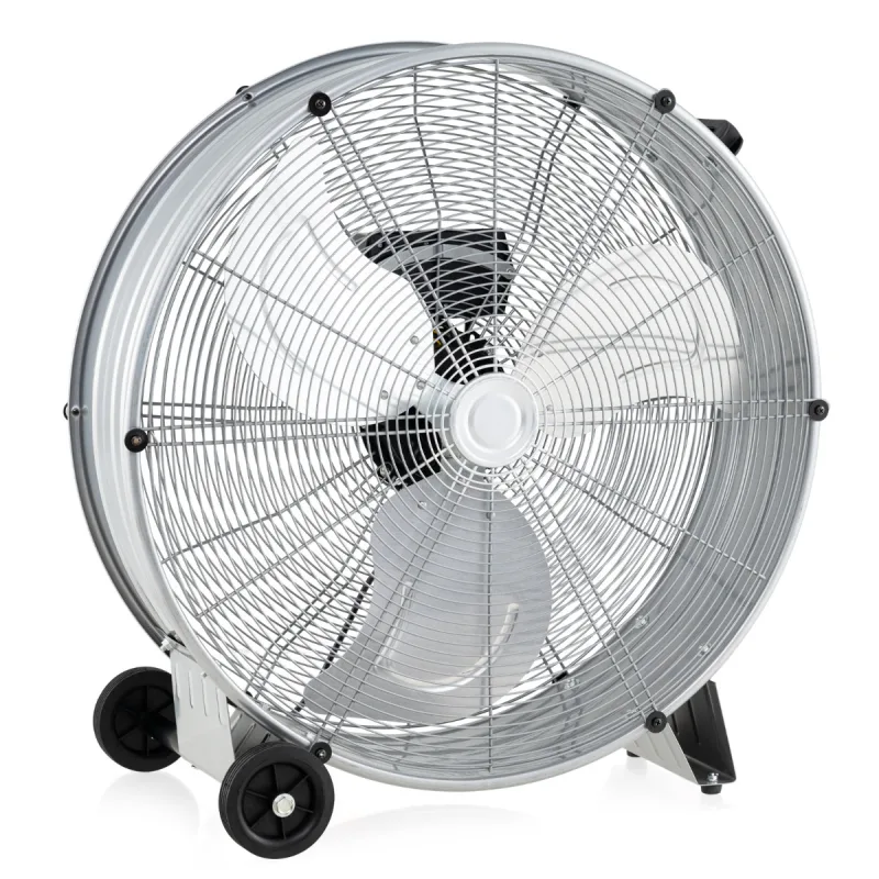 Costway Ventilador de Tambor de 3 Velocidades con Aspas de Aluminio Ventilador Metálico Portátil con Ruedas para Almacén Taller Fábrica
