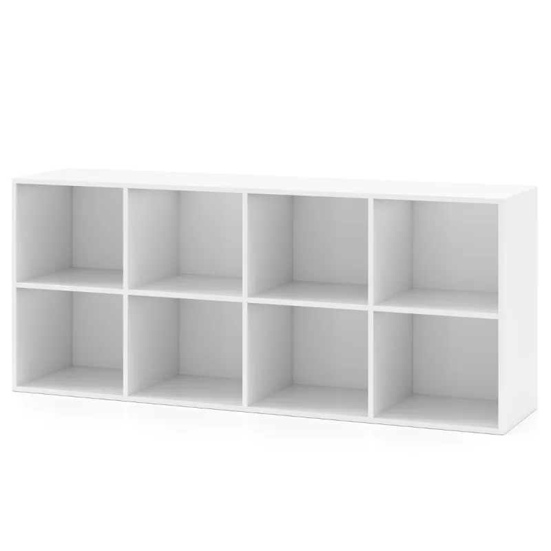 Costway Librería de 8 Cubos Estantería con 2 Kits Antivuelco Organizador de Almacenamiento Unidad de Estante para Sala de Estar Estudio