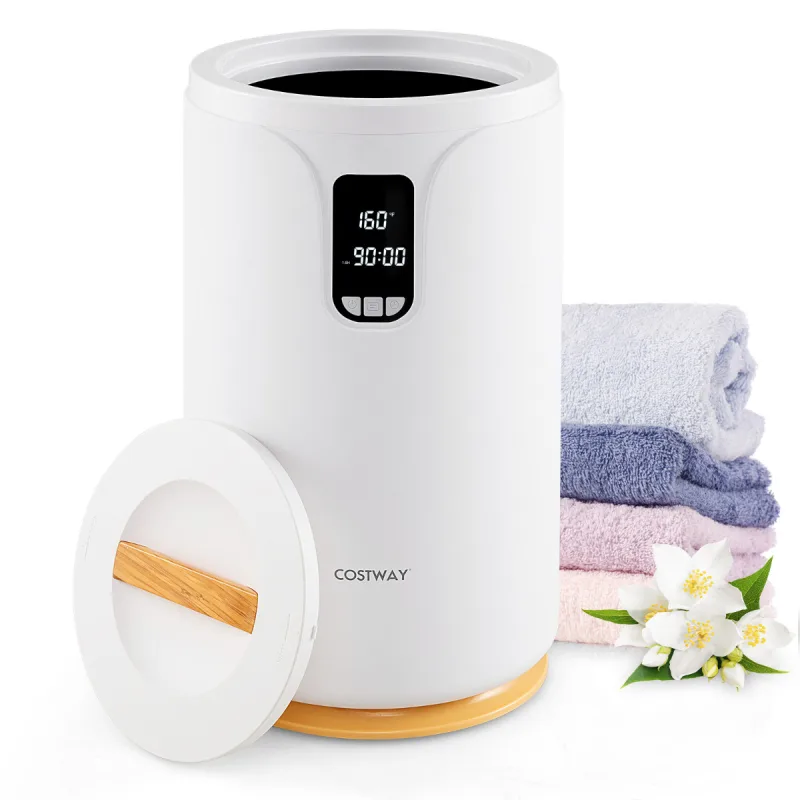 Costway Calentador de Toallas para Baño Calentador de Mantas de 20L con Luz LED Temporizador Bloqueo Infantil Cubo Portátil 114 x 178 cm Blanco