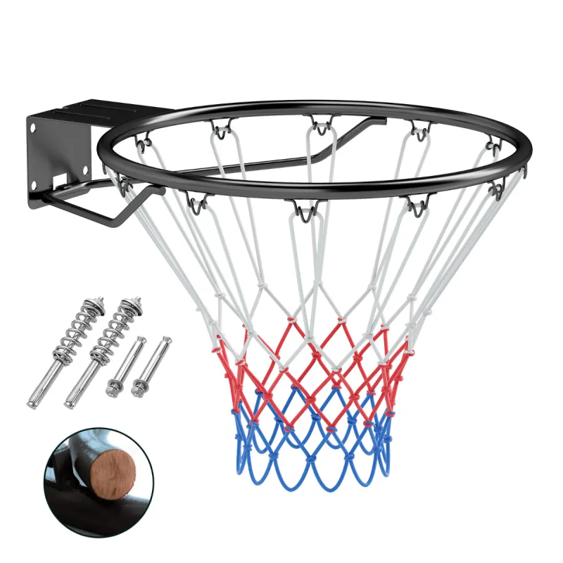Costway Aro de Baloncesto de 45 CM Montado en la Pared con Doble Resorte Red para Todo Clima Reemplazo para Interior Exterior para Niños y Adultos