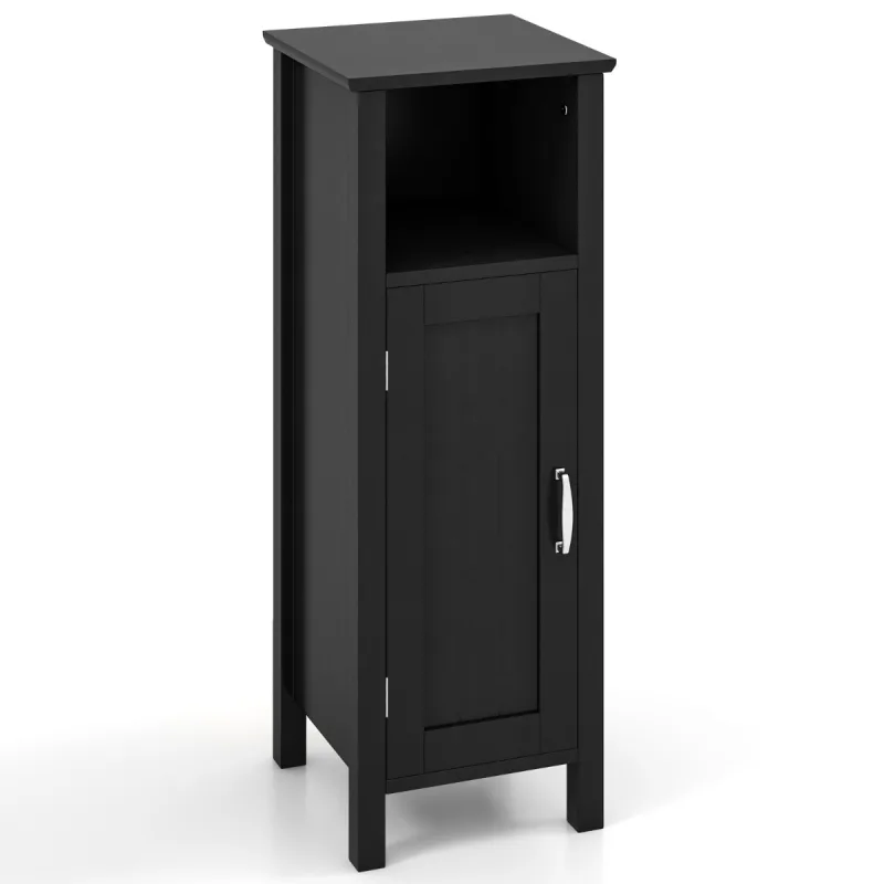 Costway Armario de Suelo de Baño Gabinete con 3 Estantes y Puerta Estantería de Almacenamiento para Cocina Dormitorio Salón 30 x 30 x 80 cm