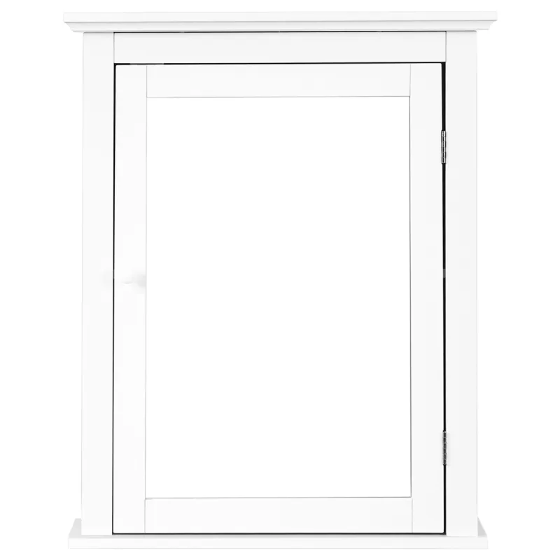 Costway Armario de Baño con Espejo de Pared Organizador con Puerta y Estante Ajustable Gabinete de Almacenamiento 56 x 15 x 69,5 cm Blanco