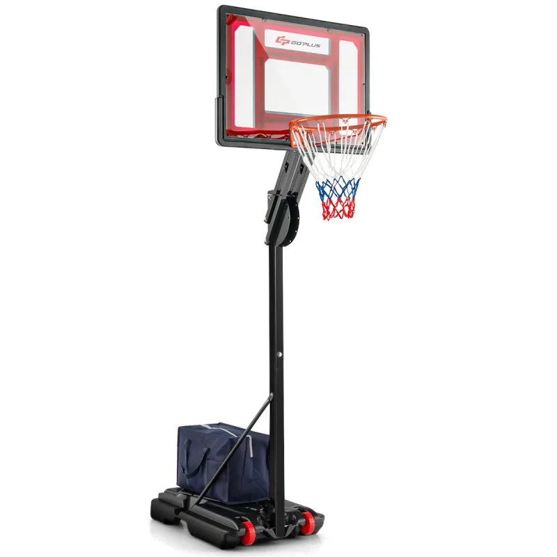 Costway Sistema de Soporte de Canasta de Baloncesto Todo Clima Portátil con 10 Alturas 1,55m a 3,1m Rojo y Negro