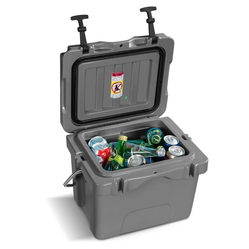 Costway Enfriador 15 L Caja de Hielo Portátil a Prueba de Fugas 24 Latas para Camping 46 x 34 x 33 cm Gris