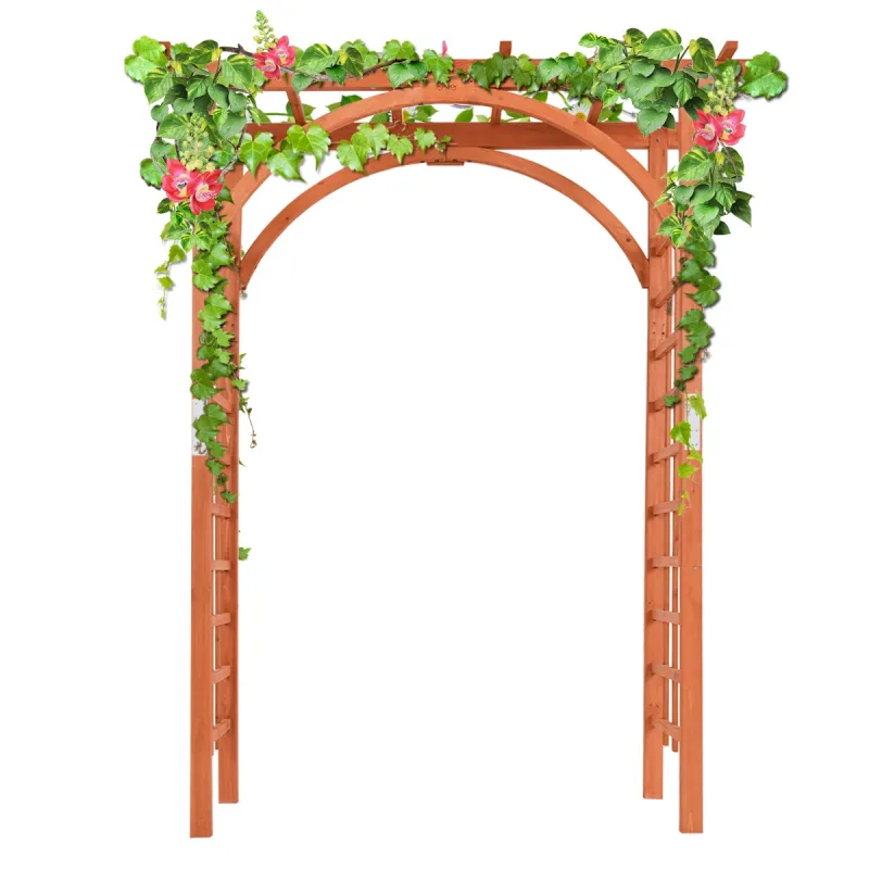 Costway Arco de Madera para Exterior Enrejado de Arco de Jardín para Plantas Trepadoras Arco de Pérgola Soporte de Telón de Fondo para Boda