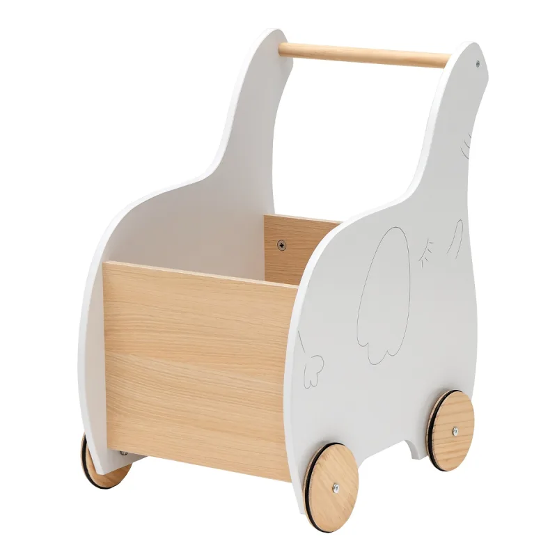 Costway Carro de Compra de Madera Infantil Andador de Empujes con Cajón para Juguetes Juego Educativo para Niños 1-3 Años 32 x 48 x 56 cm Blanco