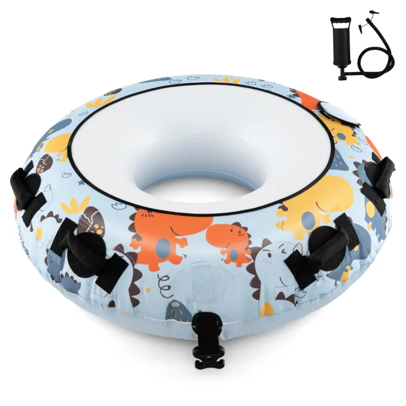 Costway Tubo de Nieve Inflable de 132 cm con Cubierta Oxford de Poliéster de Primera Calidad para Niños y Adultos Trineo de Nieve Carga 100kg Azul