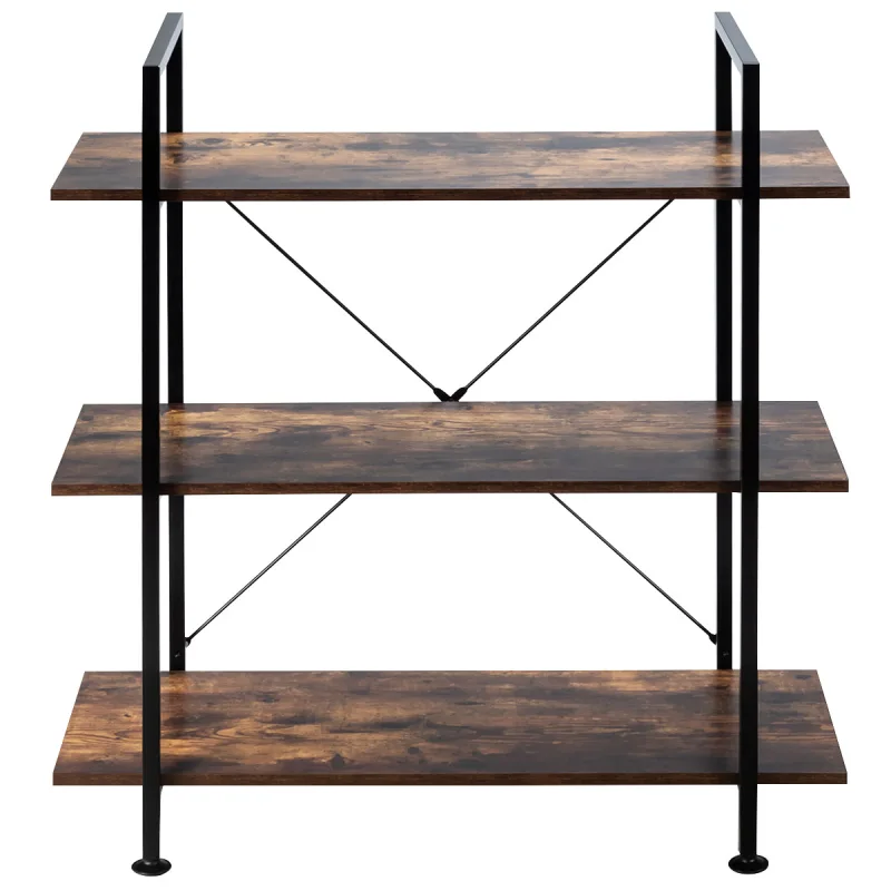 Costway Estantería para Libros Industrial Librería Estable de 3 Niveles con Estructura de Metal para Oficina Cocina 90 x 36 x 99 cm Marrón