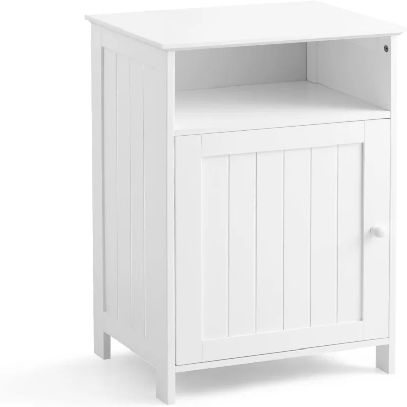 Costway Armario para Baño Aramrio Madera Multifuncional con Puerta Individual y Repisa Regulable Organizador Moderno 40 x 30 x 70 cm Blanco