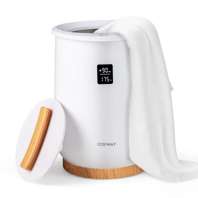 Costway Cubo Calentador de Toallas 20L Calentador Grande con Pantalla LED Control de 1 Botón Temporizador y Apagado Automático Calefactor Blanco