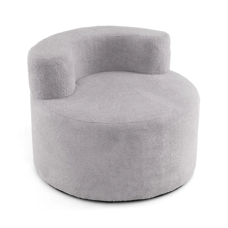 Costway Silla Puff Sillón Individual en Forma de Luna con Forro de Felpa Teddy Suave y Respaldo Curvo Sofá Redondo Sin Bastidor para Lectura Gris