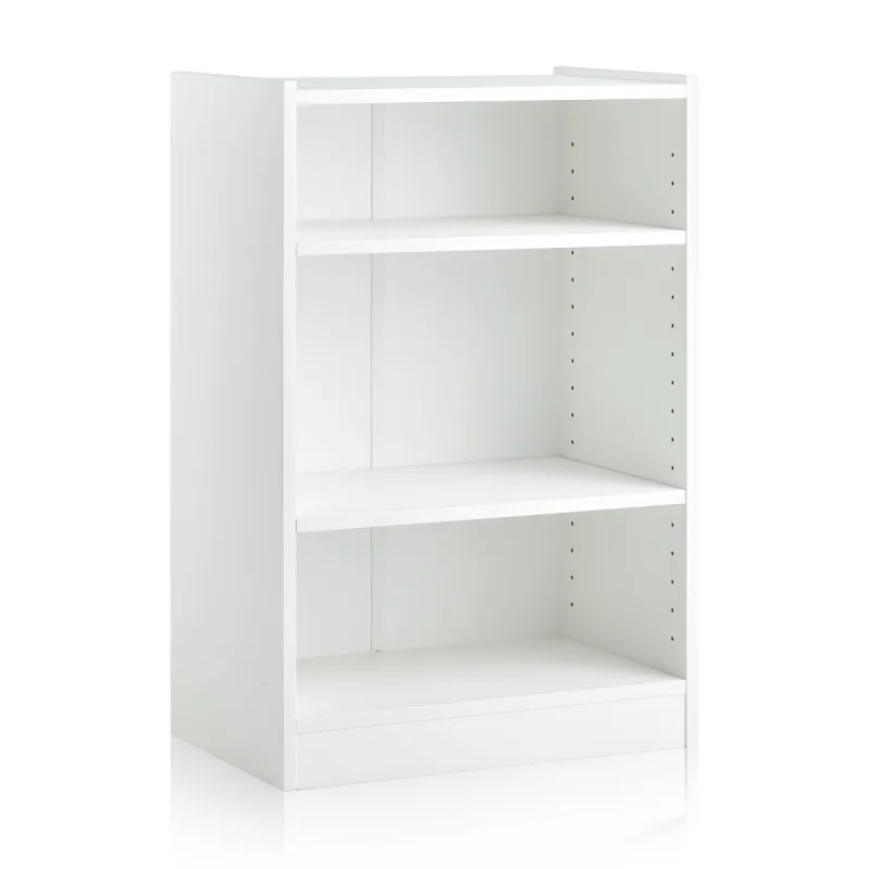 Costway Estantería Librería de 3 Niveles con Estantes Ajustables y Dispositivo Antivuelco para Sala de Estar y Dormitorio 50 x 30 x 75 cm Blanco