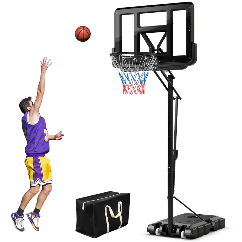 Costway Canasta Baloncesto Altura Ajustable 245cm-305cm Aro de Baloncesto Portátil con Ruedas Base Rellenable para Interior Exterior