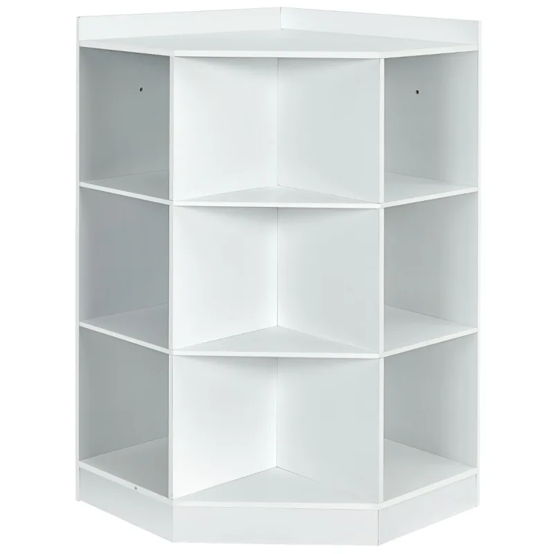 Costway Estantería Infantil Madera de 9 Cubos y 3 Cestas de Colores Organizador de Esquina para Juguetes y Libros 81 x 61 x 94 cm Blanco
