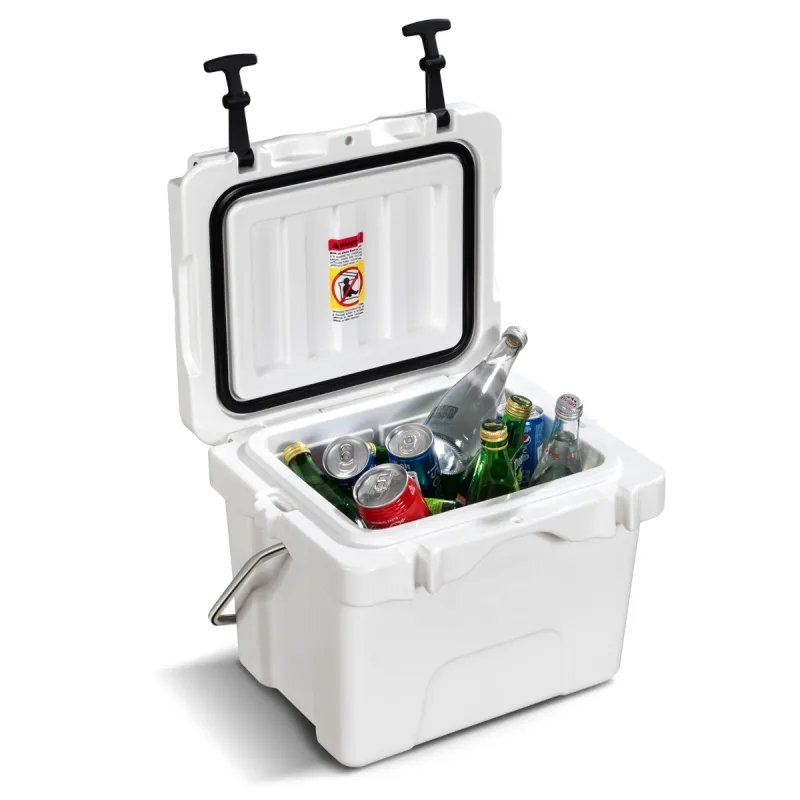 Costway Enfriador 15 L Caja de Hielo Portátil a Prueba de Fugas 24 Latas para Camping 46 x 34 x 33 cm Blanco