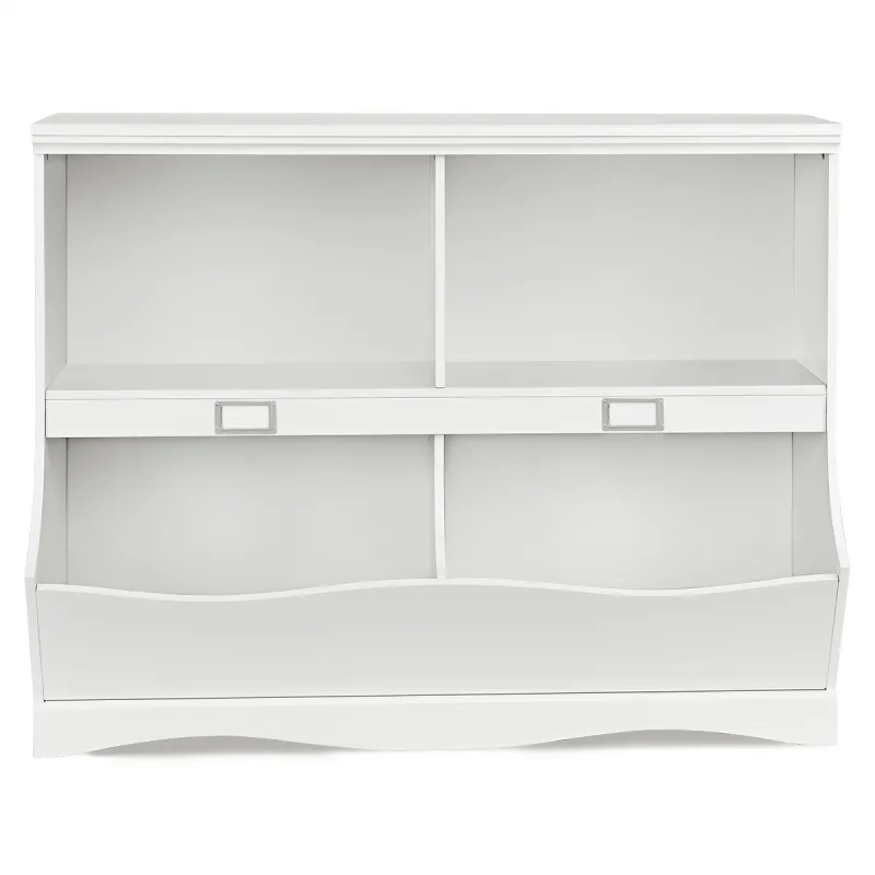 Costway Estantería Almacenaje con 2 Compartimentos y 2 Contenedores para Dormitorio y Salón Organizador de Juguetes 105,5 x 39,5 x 84 cm Blanco