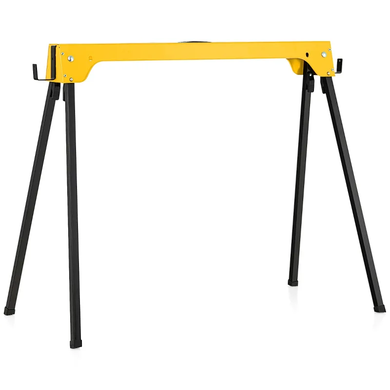 Costway Juego de 2 Caballetes Plegables con Brazos de Soporte Desmontables Juego de Mesa de Trabajo No Requiere Montaje 92 x 48 x 74 cm Amarillo