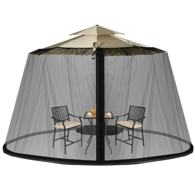 Costway Mosquitera para Sombrilla de Patio con 2 Puertas Doble Bisagra Red Ajustable para Cubrir Sombrilla de 2,5 a 3 m Negro