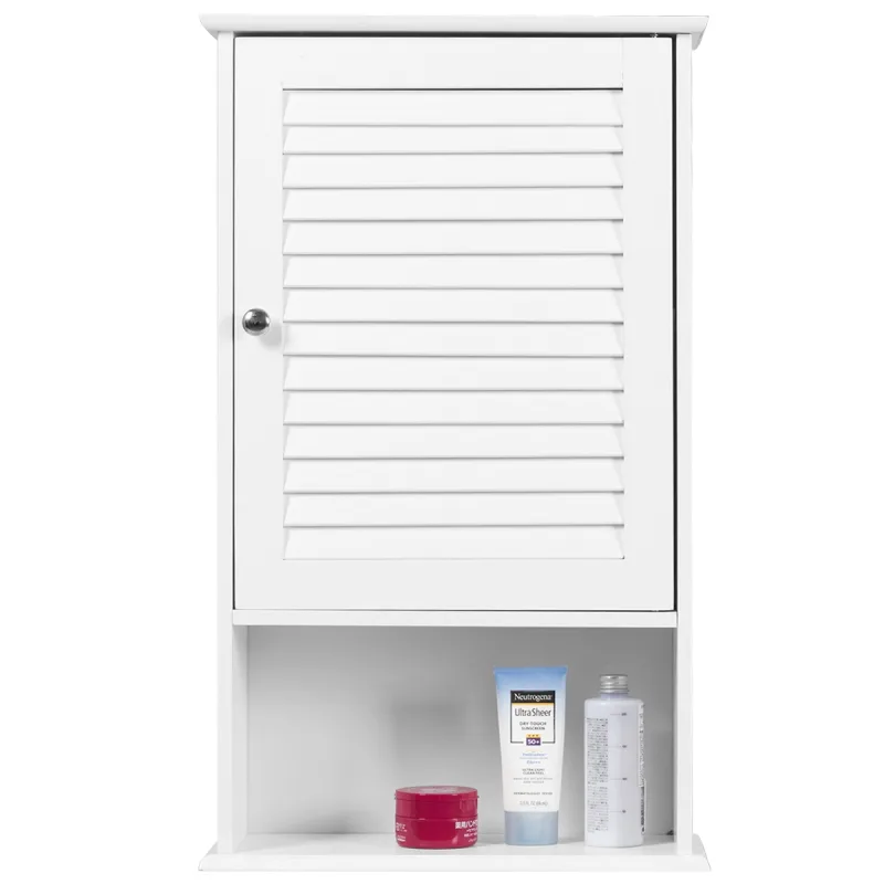 Costway Armario de Baño de Pared con 3 Estantes de Almacenamiento y Puerta Mueble Baño con Estante Ajustable 42 x 16,5 x 70 cm