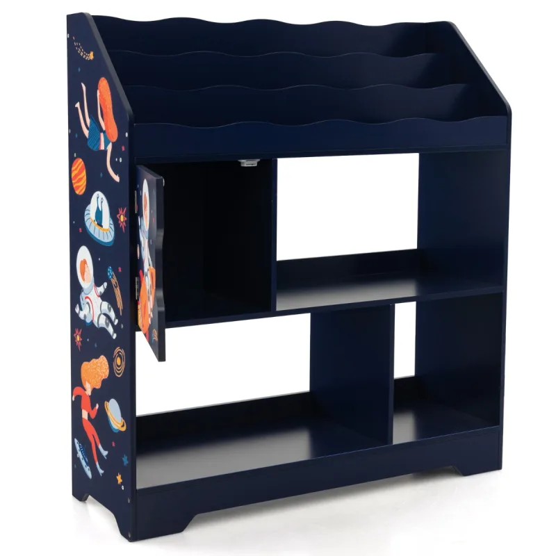 Costway 3 en 1 Armario para Niños con 3 Niveles Gabinete de Almacenamiento Infantil para Sala de Juegos Jardín de Infantes 93 x 30 x 100 cm Azul