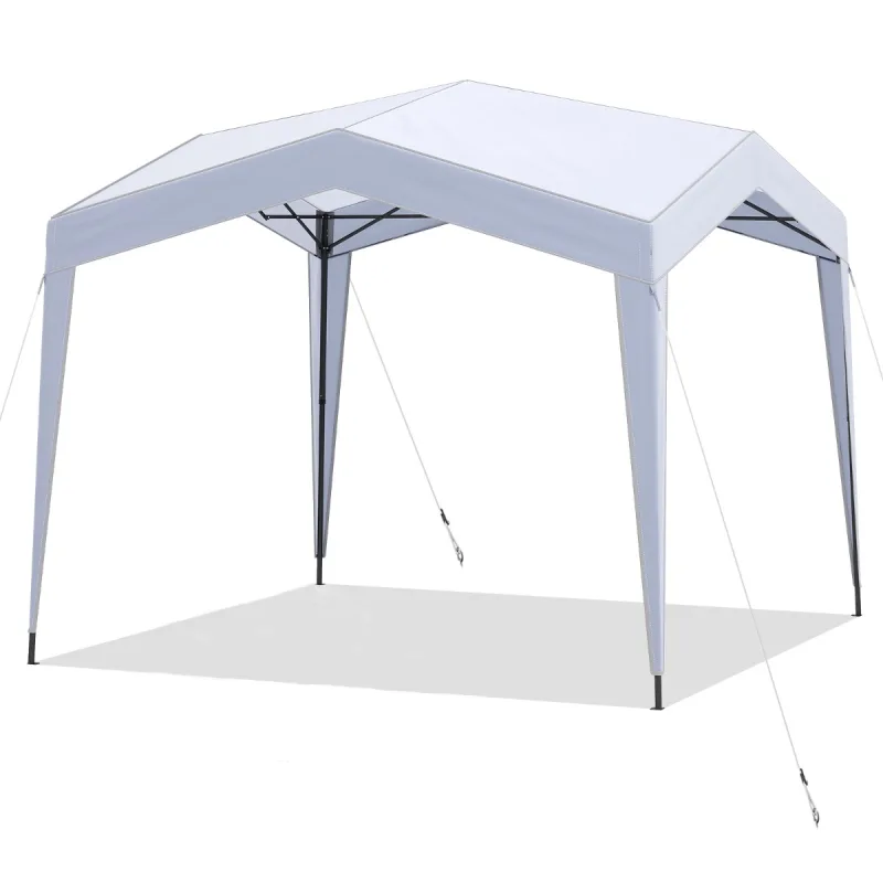 Costway Carpa Plegable de 302 x 302 cm con Bolsa Portátil con Ruedas 8 Estacas 4 Cuerdas de Viento Refugio Plegable para Exteriores Blanco