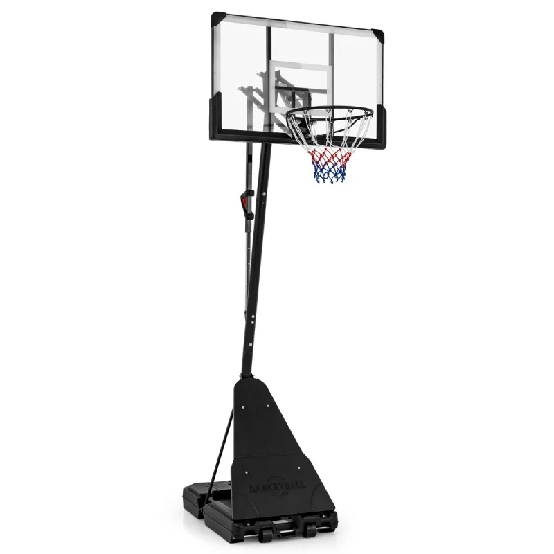 Costway Aro de Baloncesto Portátil Sistema de Canasta Ajustable en Altura de 1,5 m a 3,05 m con Tablero de 112 cm Inastillable Rebotador y Ruedas