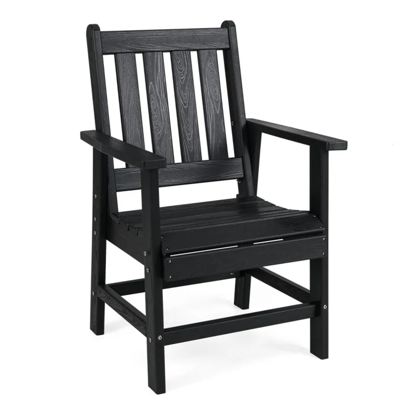 Costway Silla de Comedor de Jardín con Amplios Reposabrazos Asiento y Respaldo de Listones para Salón Gazebo 61 x 61,5 x 95 cm Negro