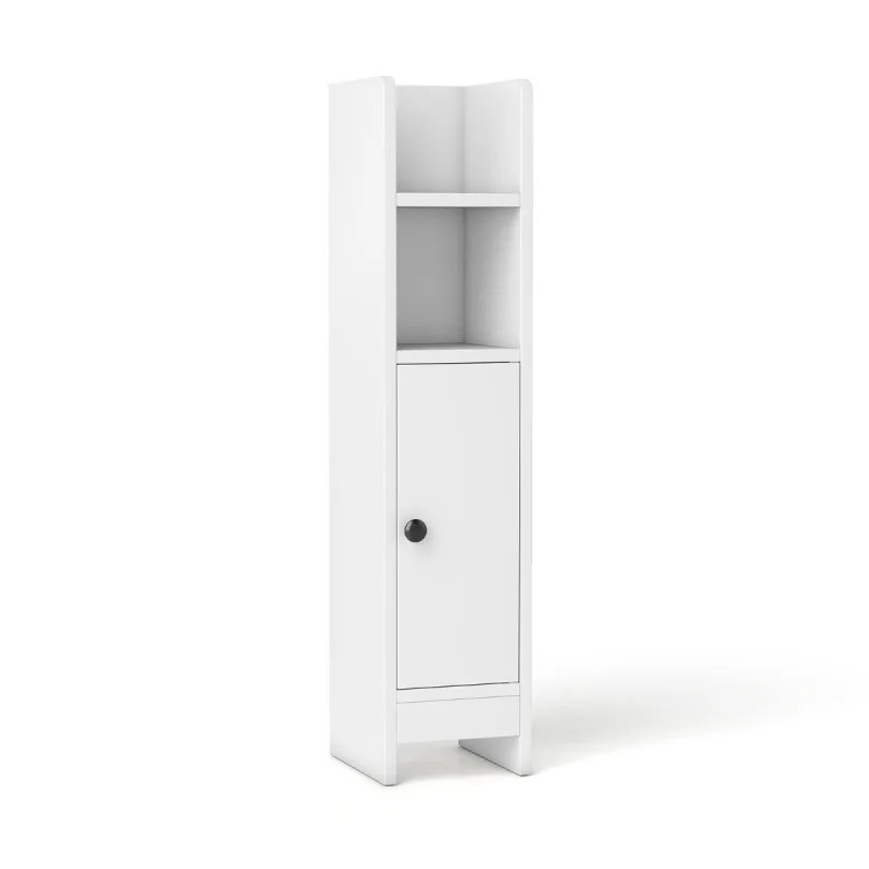 Costway Armario del Suelo para Baño Mueble Esquinero Pequeño con Puerta y Estantes Ajustables para Baño 20 x 18 x 80 cm Blanco