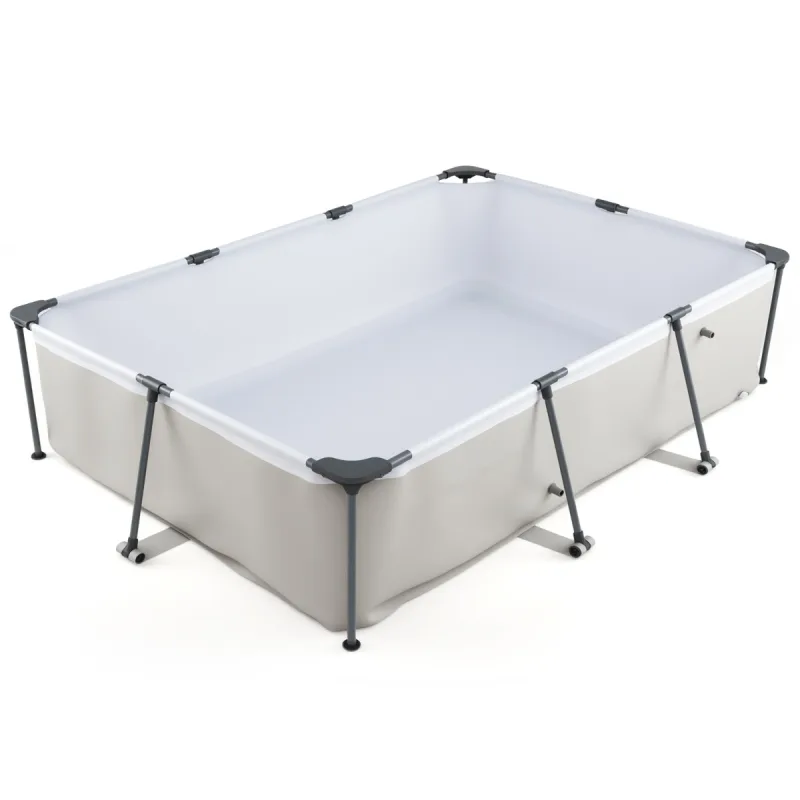 Costway Piscina Elevada Piscina Grande Rectangular con Bomba de Filtro Cartucho y Estructura para Niños y Adultos 300 cm x 207 cm x 66 cm Gris