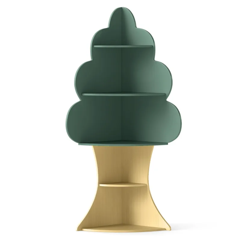 Costway Estantería de Árbol para Niños Estante de Exhibición de Libros Infantil de 5 Niveles con Sistema Antivuelco Organizador de Juguetes Verde