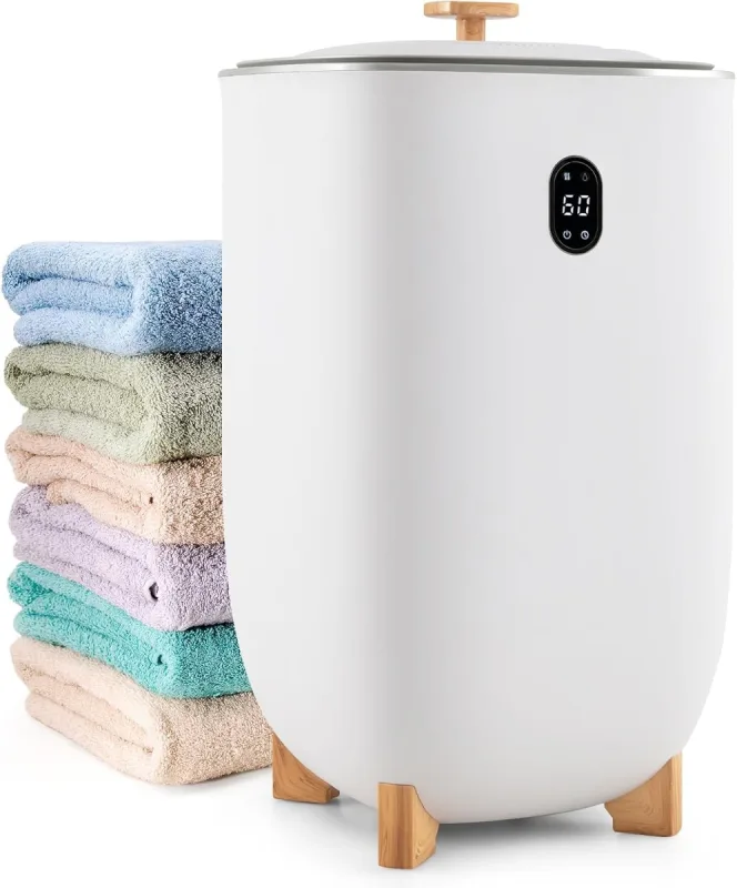 Costway Calentador de Toallas Eléctrico 35L con Temporizador 20-90 Minutos Modo de Secado 2-5 Horas y Apagado Automático Blanco
