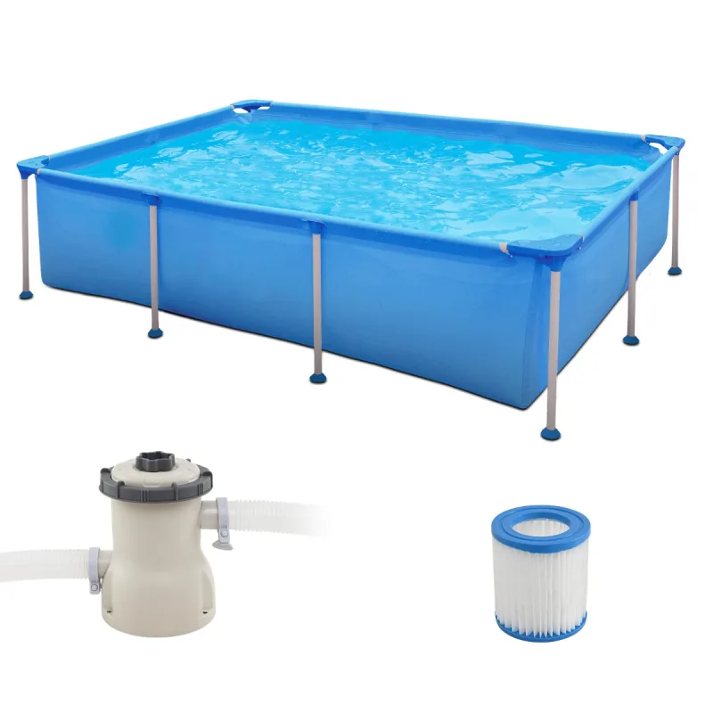 Costway Piscina Elevada Piscina Grande Rectangular con Bomba de Filtro Cartucho y Estructura Metálica 258 cm x 179 cm x 66 cm Azul