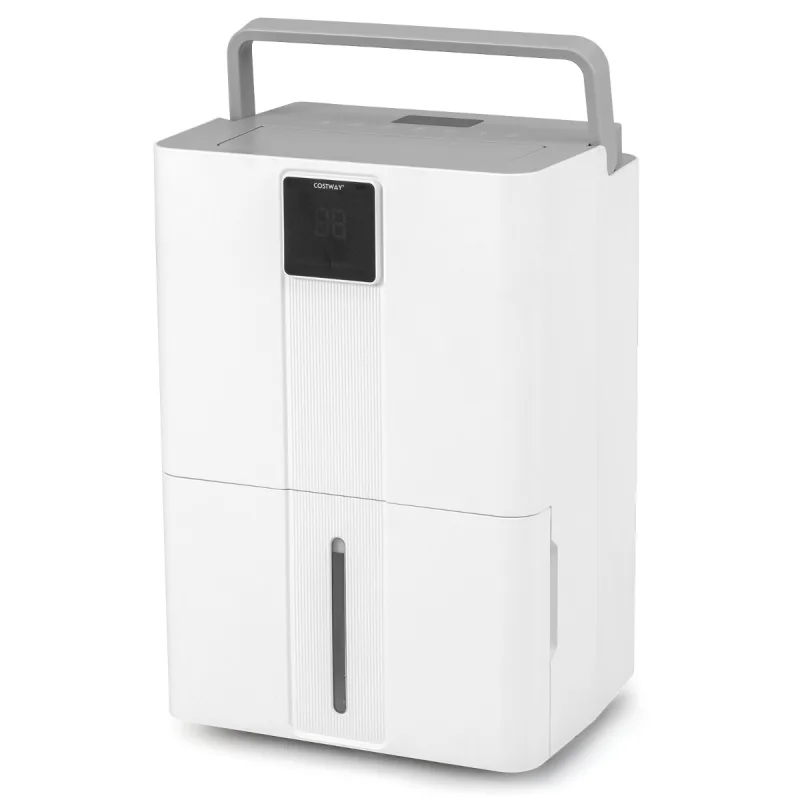 Costway Deshumidificador para el Hogar con 3 Modos Temporizador de 24H Indicador de 3 Colores Bloqueo para Niños Blanco