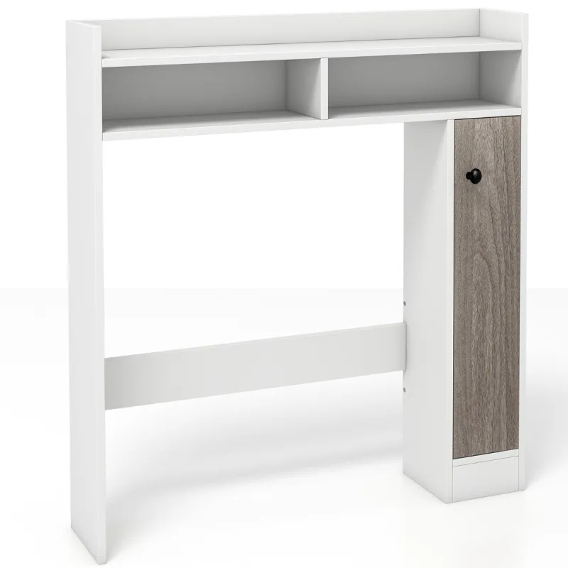 Costway Armario de Almacenamiento sobre Inodoro Organizador de Baño Independiente con Estantes Ajustables y Puerta 88 cm x 18 cm x 100 cm Blanco