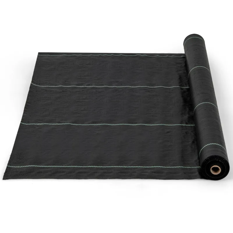 Costway Tela de Control de Malezas de PP con Línea Guía Clara Recta Tapete de Tela para Control de Malezas para Jardín