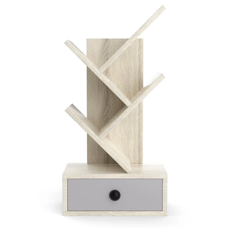 Costway Estantería de Árbol de 5 Niveles con Cajón de Utilidades Pequeño Soporte de Almacenamiento para Libros 30 x 17,5 x 60 cm