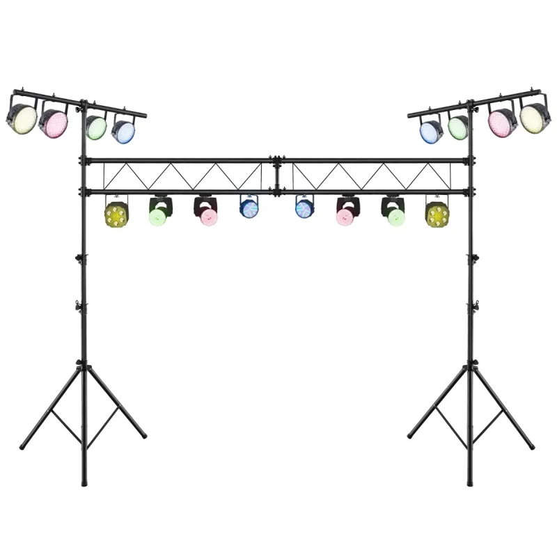 Costway Soporte de Luz Profesional de Metal Ajuste Altura 180-350 cm con Barras Extensibles y 32 Puntos de Montaje para Bandas Salones de Fiestas