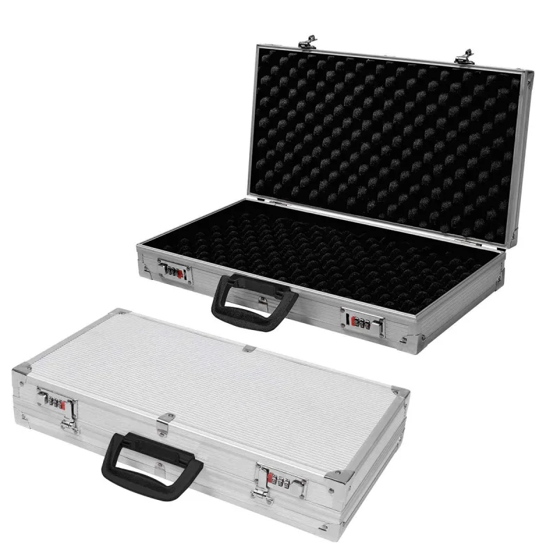 Costway Maletín para Pistola de Aluminio Caja de Munición Caza 47x25x8,3cm 2 Bloqueos