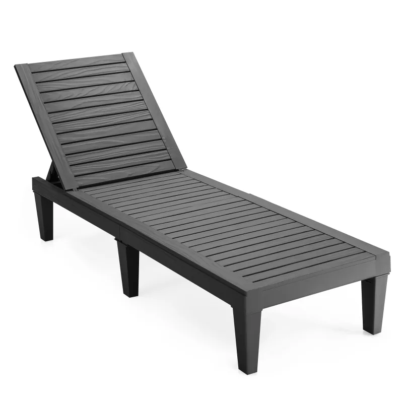 Costway Silla Reclinable Exterior con Respaldo Regulable 5 Posiciones Ligera Resistente Intemperie para Patio Playa Balcón Piscina Negro