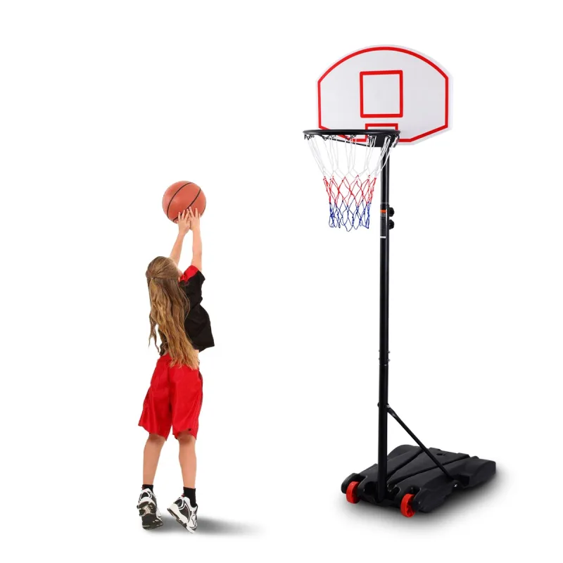 Costway Canasta de Baloncesto con Soporte Seguridad con Ruedas Altura Ajustable de 165 a 215cm