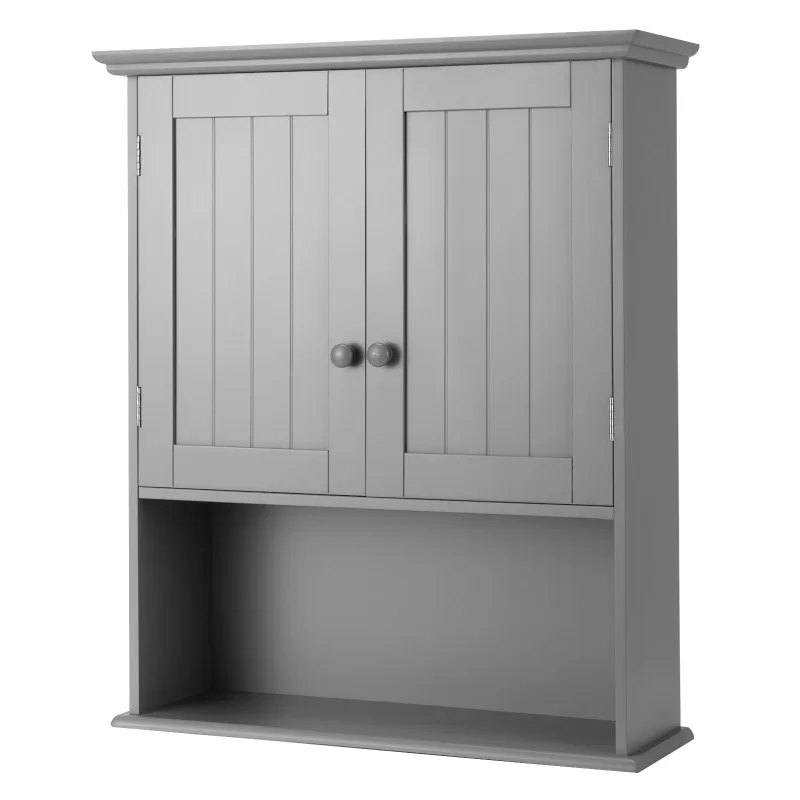Costway Armario del Baño con Repisa Interna Regulable en Altura Montado a la Pared Organizador para Salón Cocina Gris 60 x 20 x 70,5 cm